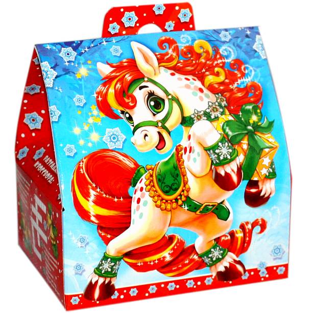 Сладкий новогодний подарок в картонной упаковке весом 300 грам