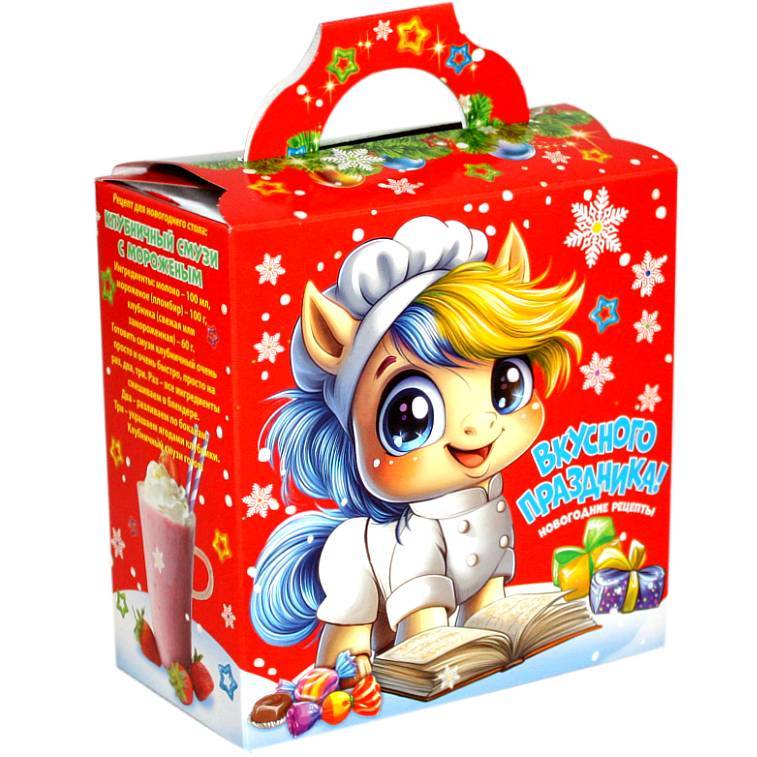Детский новогодний подарок в картонной упаковке весом 470 грамм